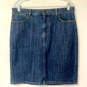 Talbots Denim Mini Above Knee Pencil Skirt Size 12 P Preppy Coastal Casual